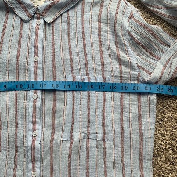 Treasure & Bond Women's Boyfriend Striped Button Up Shirt Light Blue NWOT SZ L - Picture 7 of 8